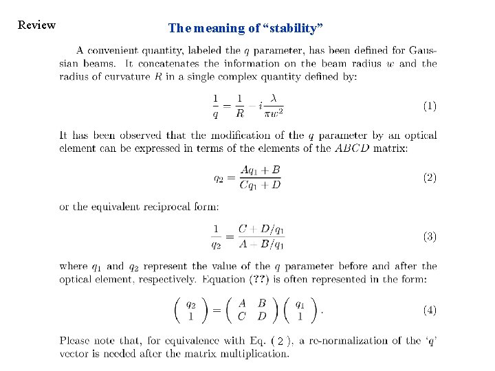 Review The meaning of “stability” 2 