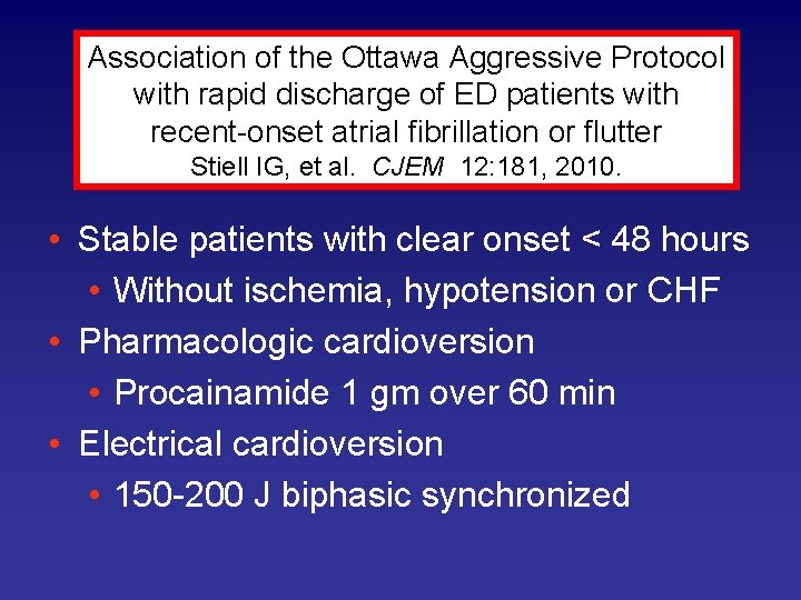 Association of the Ottawa Aggressive Protocol with rapid discharge of ED patients with recent-onset