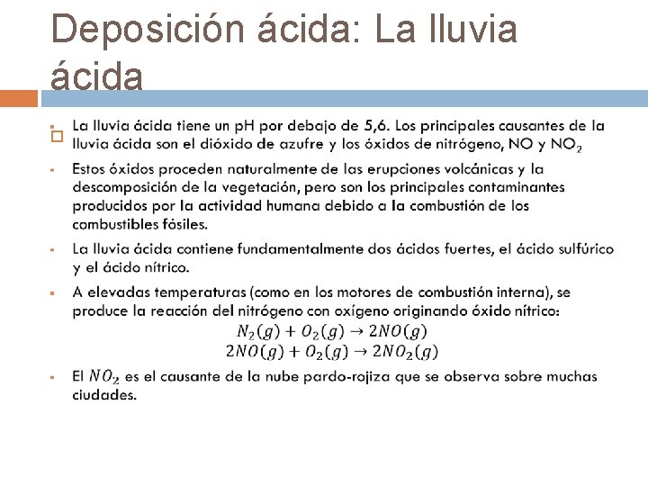 Deposición ácida: La lluvia ácida 