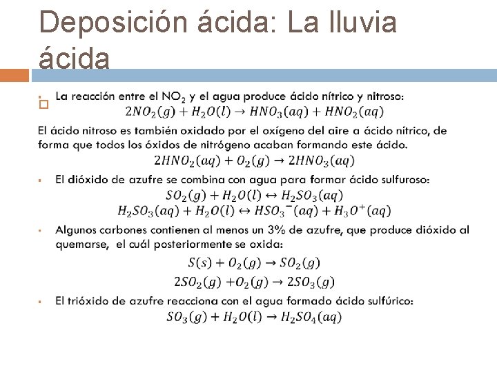 Deposición ácida: La lluvia ácida 