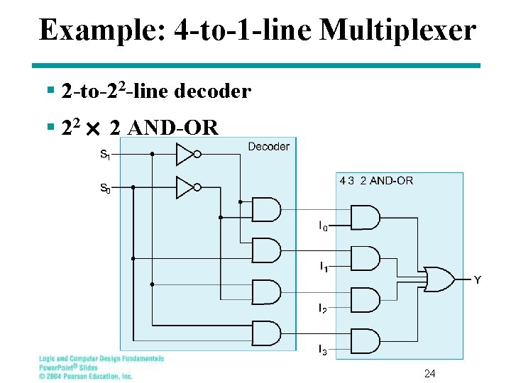 Example: 4 -to-1 -line Multiplexer § 2 -to-22 -line decoder § 22 ´ 2