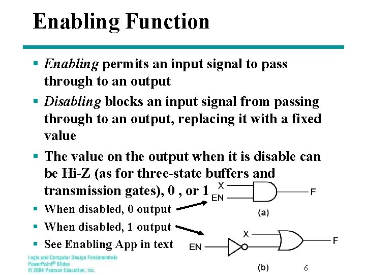 Enabling Function § Enabling permits an input signal to pass through to an output Enabling Function § Enabling permits an input signal to pass through to an output