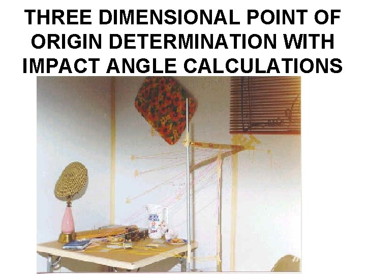 THREE DIMENSIONAL POINT OF ORIGIN DETERMINATION WITH IMPACT ANGLE CALCULATIONS 