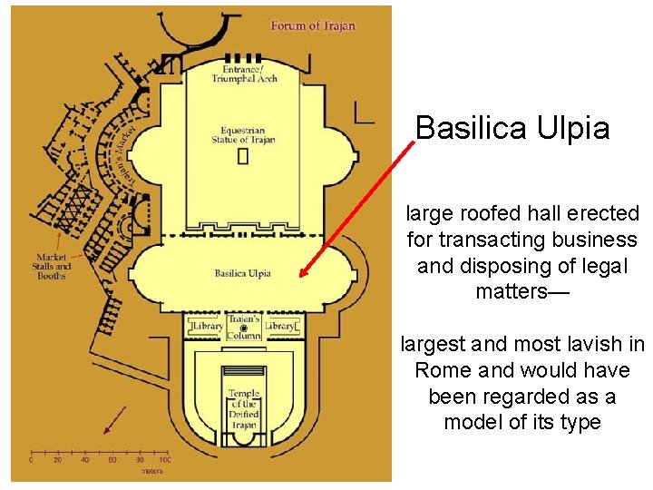 Basilica Ulpia large roofed hall erected for transacting business and disposing of legal matters—