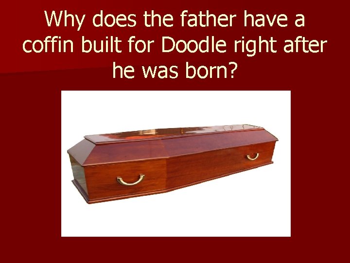 Why does the father have a coffin built for Doodle right after he was