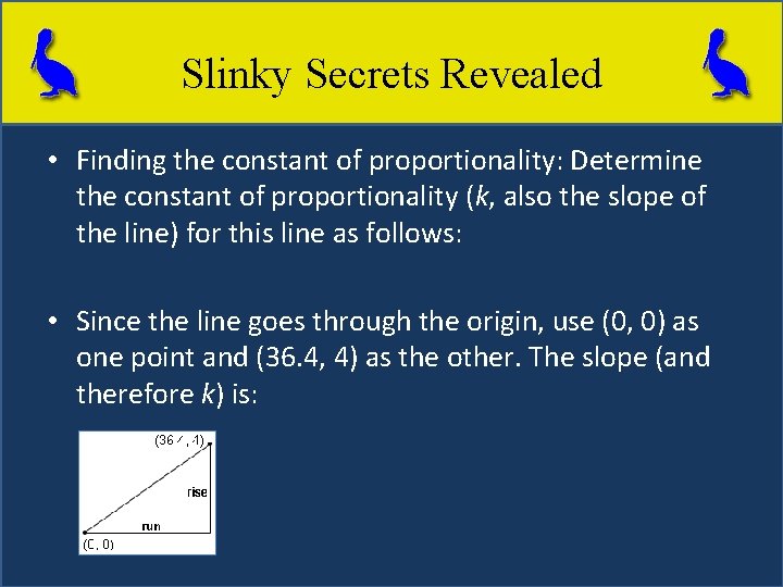 Slinky Secrets Revealed • Finding the constant of proportionality: Determine the constant of proportionality