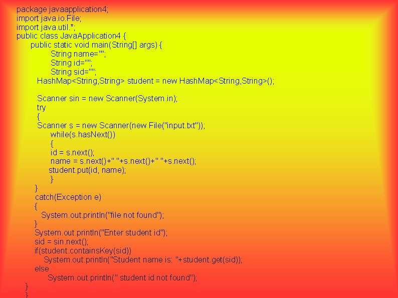 package javaapplication 4; import java. io. File; import java. util. *; public class Java.