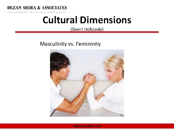 Cultural Dimensions (Geert Hofstede) Masculinity vs. Femininity www. dezshira. com 7 