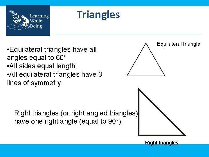 Drawing Basic Shapes Triangles Equilateral triangles have all