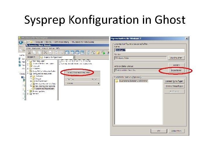 Sysprep Konfiguration in Ghost 