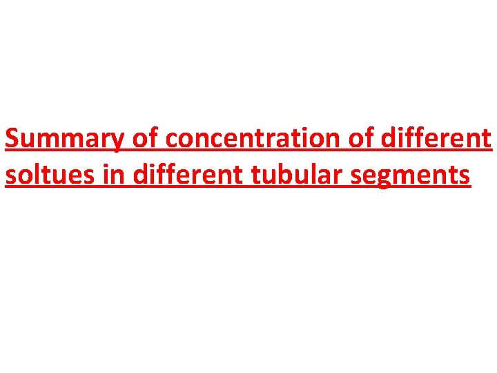 Summary of concentration of different soltues in different tubular segments 