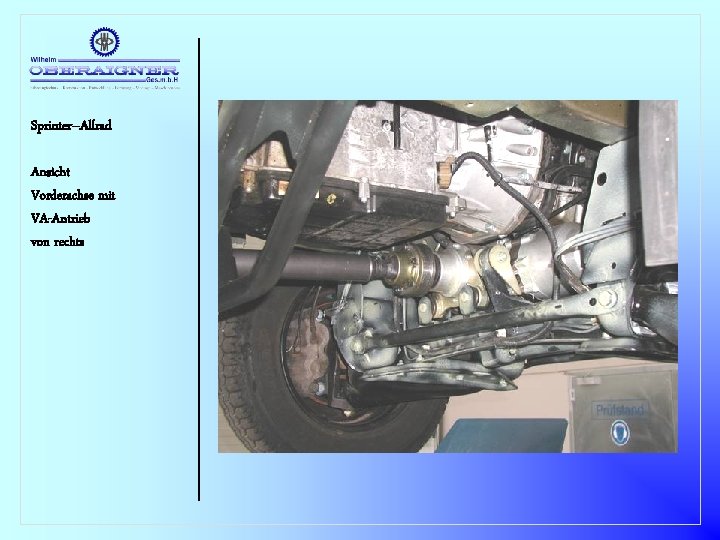 Sprinter–Allrad Ansicht Vorderachse mit VA-Antrieb von rechts 