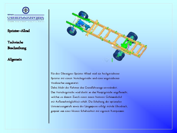 Sprinter–Allrad Technische Beschreibung Allgemein Für den Oberaigner Sprinter Allrad wird ein heckgetriebener Sprinter mit