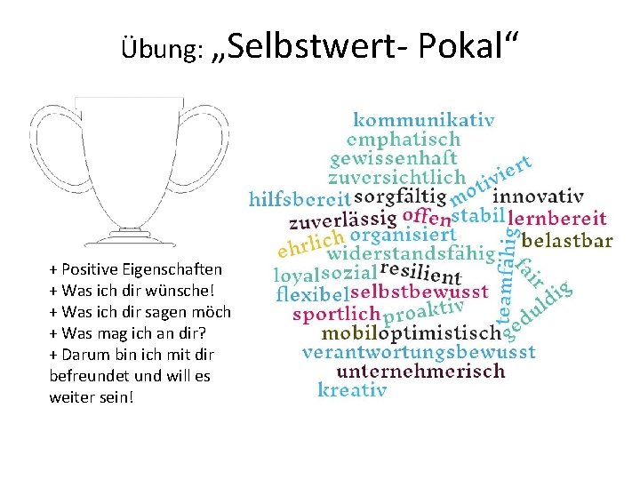 Übung: „Selbstwert- + Positive Eigenschaften + Was ich dir wünsche! + Was ich dir