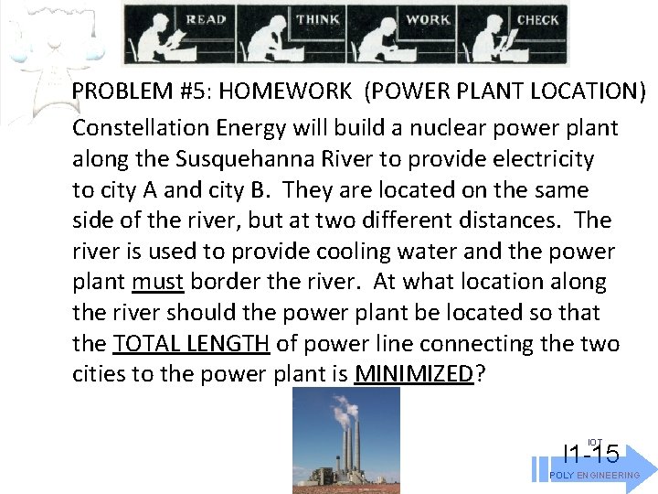 PROBLEM #5: HOMEWORK (POWER PLANT LOCATION) Constellation Energy will build a nuclear power plant