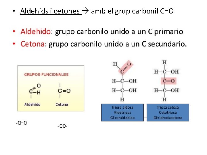  • Aldehids i cetones amb el grup carbonil C=O 