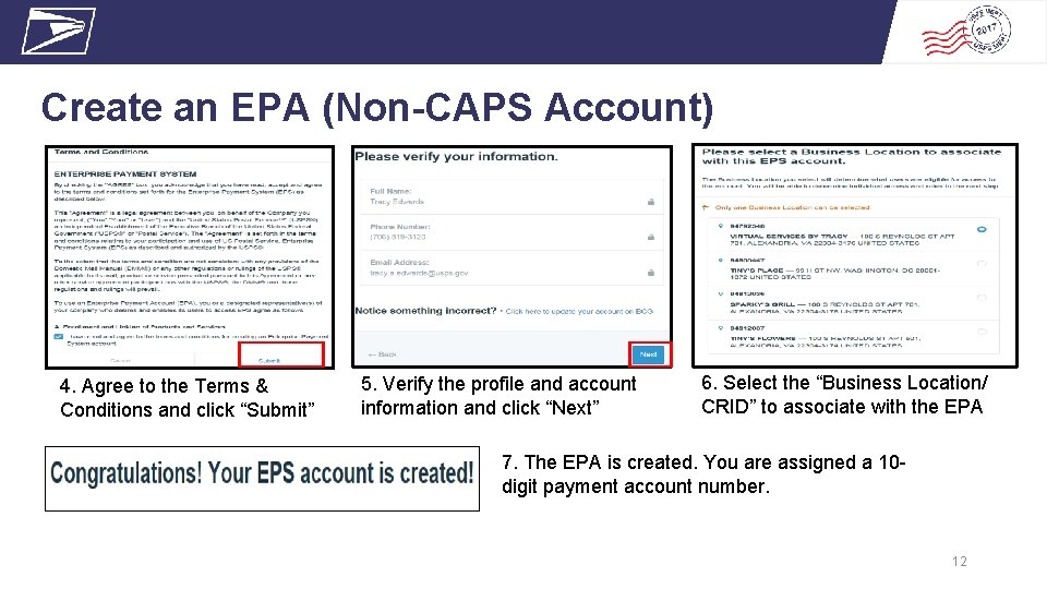 Create an EPA (Non-CAPS Account) 4. Agree to the Terms & Conditions and click