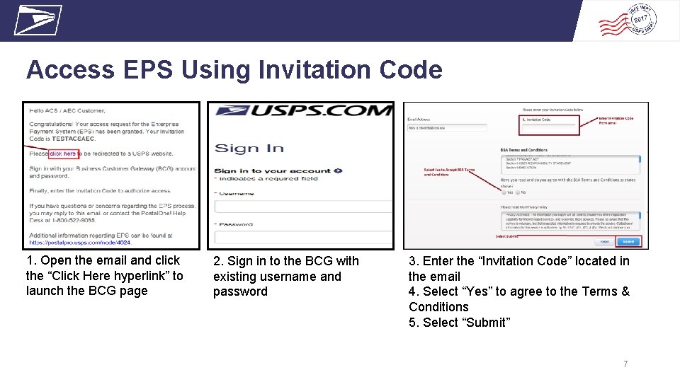 Access EPS Using Invitation Code 1. Open the email and click the “Click Here