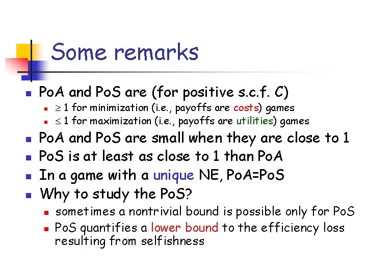 Some remarks n Po. A and Po. S are (for positive s. c. f.