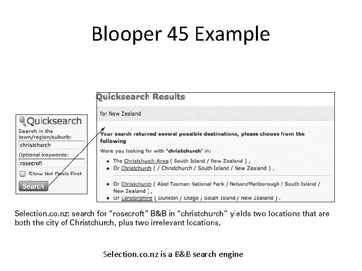 Blooper 45 Example Selection. co. nz is a B&B search engine 