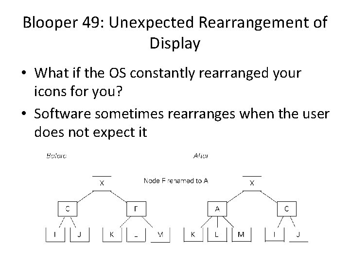 Blooper 49: Unexpected Rearrangement of Display • What if the OS constantly rearranged your