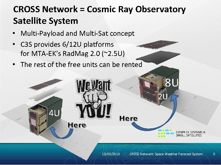 CROSS Network = Cosmic Ray Observatory Satellite System • Multi-Payload and Multi-Sat concept •