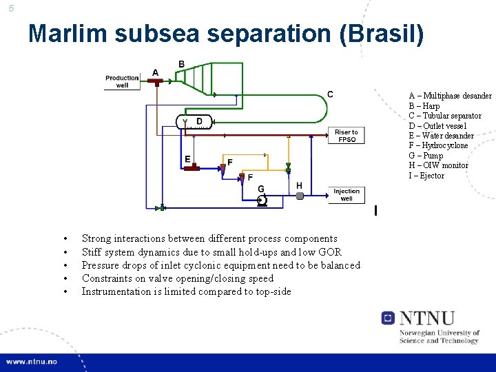 5 Marlim subsea separation (Brasil) A – Multiphase desander B – Harp C –