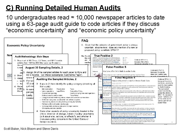 C) Running Detailed Human Audits 10 undergraduates read ≈ 10, 000 newspaper articles to