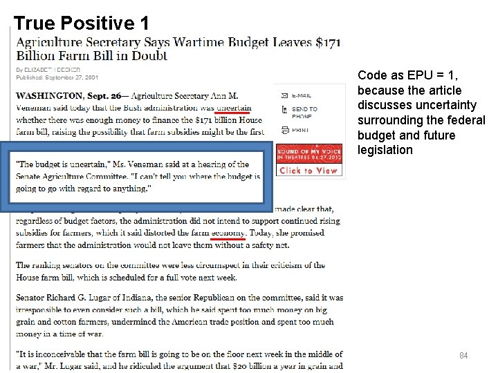 True Positive 1 Code as EPU = 1, because the article discusses uncertainty surrounding
