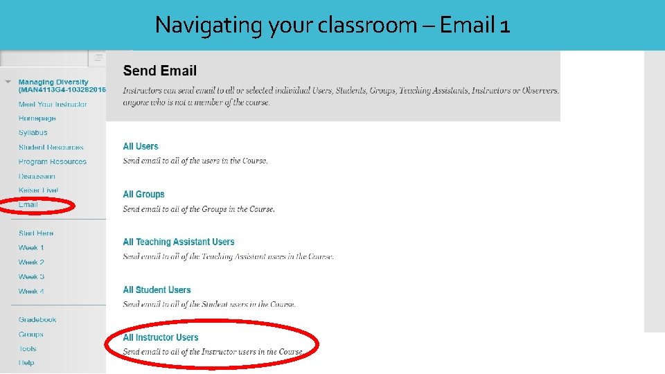 Navigating your classroom – Email 1 