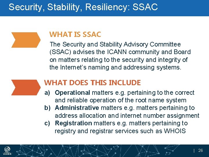 Security, Stability, Resiliency: SSAC WHAT IS SSAC The Security and Stability Advisory Committee (SSAC)