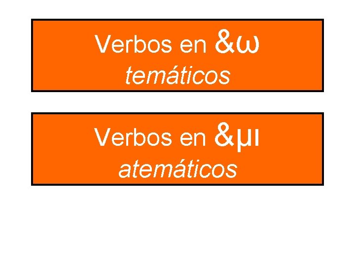 Verbos en &ω temáticos Verbos en &μι atemáticos 