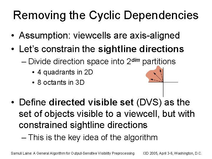 Removing the Cyclic Dependencies • Assumption: viewcells are axis-aligned • Let’s constrain the sightline