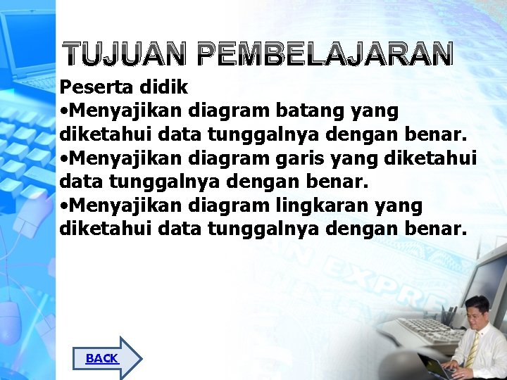 TUJUAN PEMBELAJARAN Peserta didik • Menyajikan diagram batang yang diketahui data tunggalnya dengan benar.