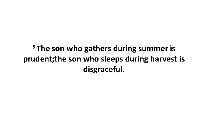 5 The son who gathers during summer is prudent; the son who sleeps during