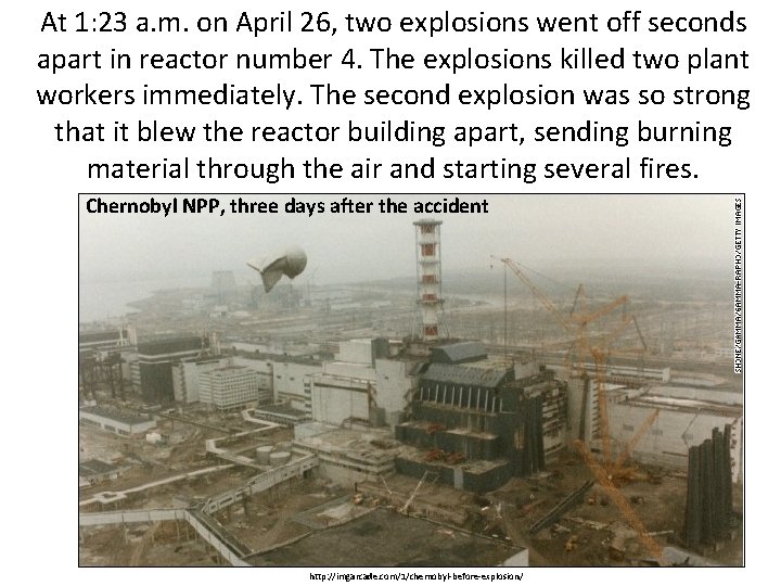 At 1: 23 a. m. on April 26, two explosions went off seconds apart