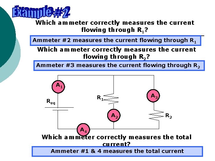Which ammeter correctly measures the current flowing through R 1? Ammeter #2 measures the