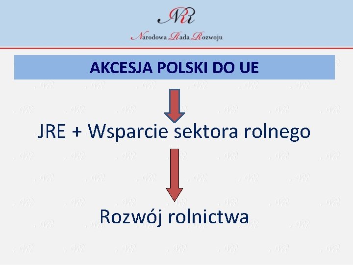 AKCESJA POLSKI DO UE JRE + Wsparcie sektora rolnego Rozwój rolnictwa 