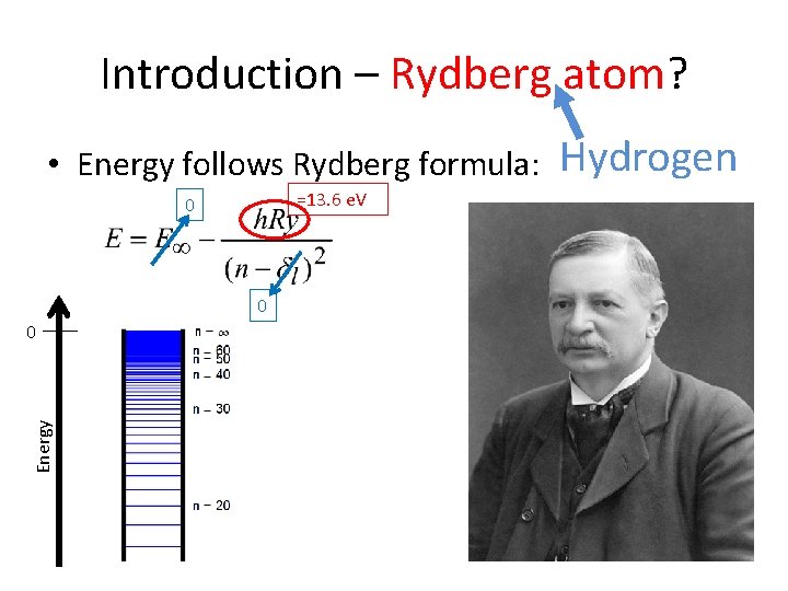 Introduction – Rydberg atom? • Energy follows Rydberg formula: =13. 6 e. V 0