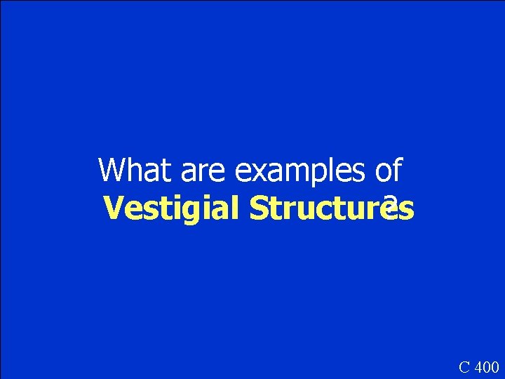 What are examples of Vestigial Structures ? C 400 