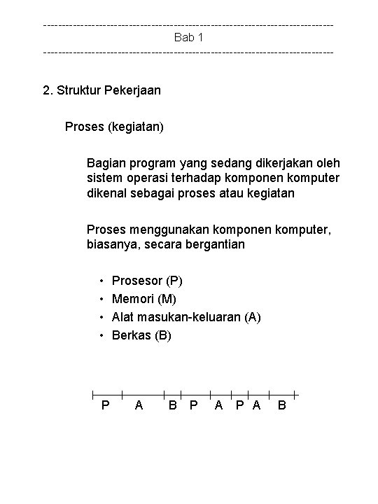 ---------------------------------------Bab 1 --------------------------------------- 2. Struktur Pekerjaan Proses (kegiatan) Bagian program yang sedang dikerjakan oleh