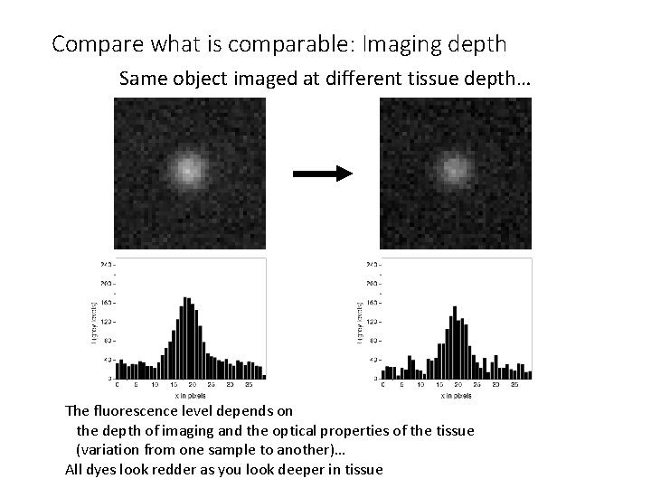 Compare what is comparable: Imaging depth Same object imaged at different tissue depth… The