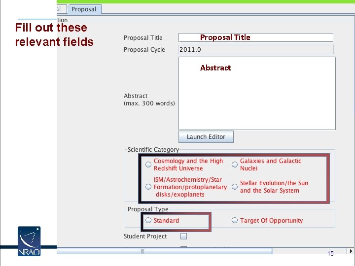 Fill out these relevant fields Proposal Title Abstract 15 