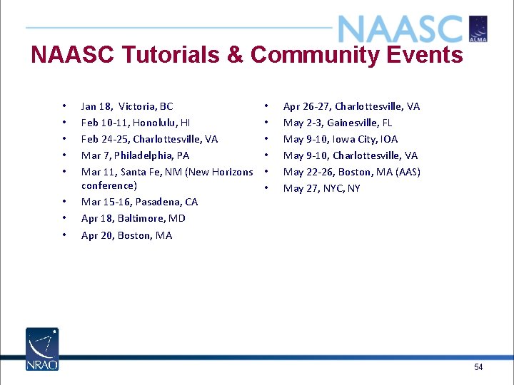 NAASC Tutorials & Community Events • • Jan 18, Victoria, BC Feb 10 -11,