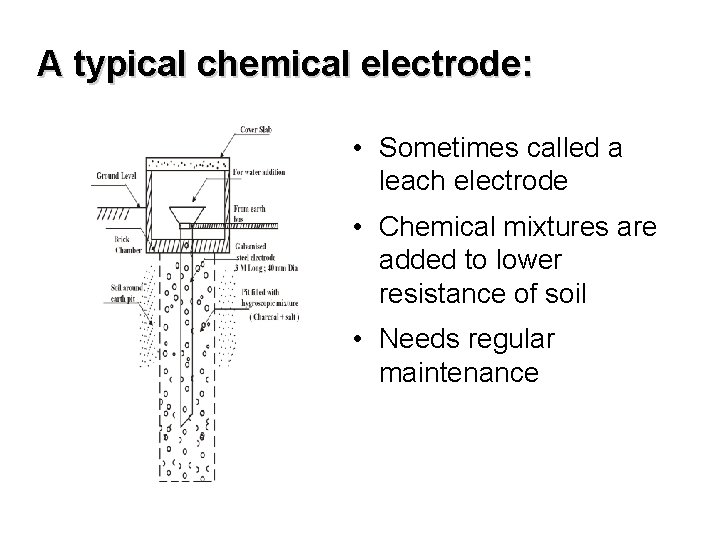 A typical chemical electrode: • Sometimes called a leach electrode • Chemical mixtures are