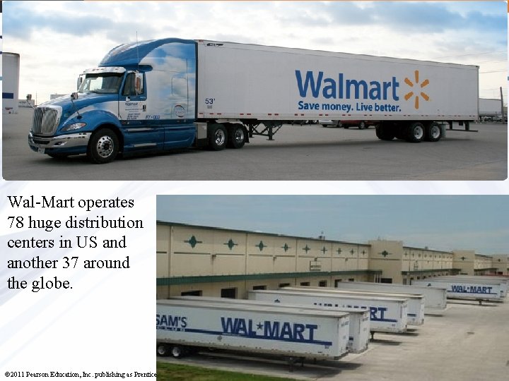 Wal-Mart operates 78 huge distribution centers in US and another 37 around the globe.