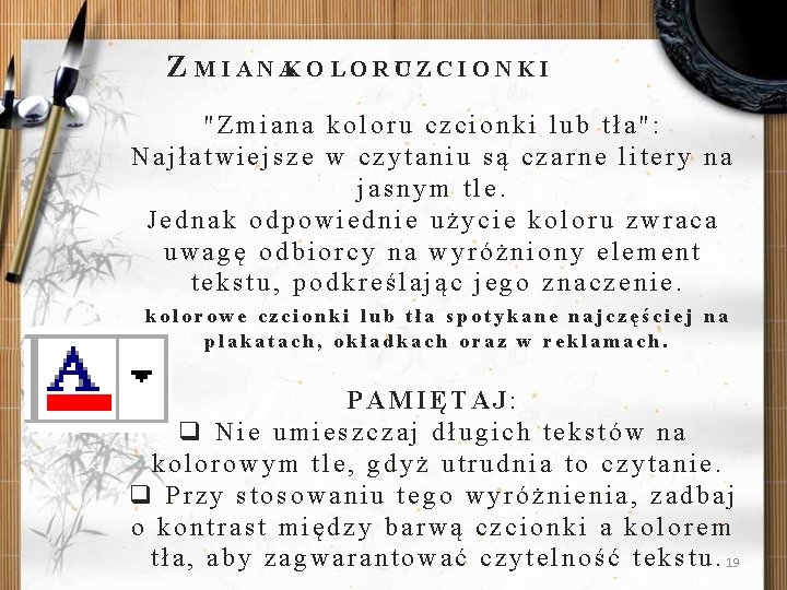 Z M I A N AK O L O R C UZCIONKI "Zmiana koloru