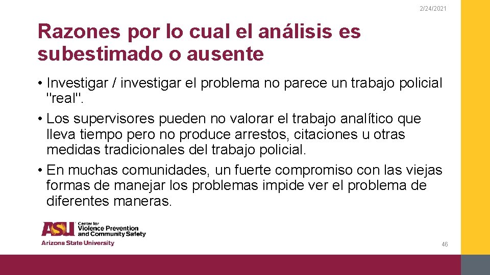2/24/2021 Razones por lo cual el análisis es subestimado o ausente • Investigar /