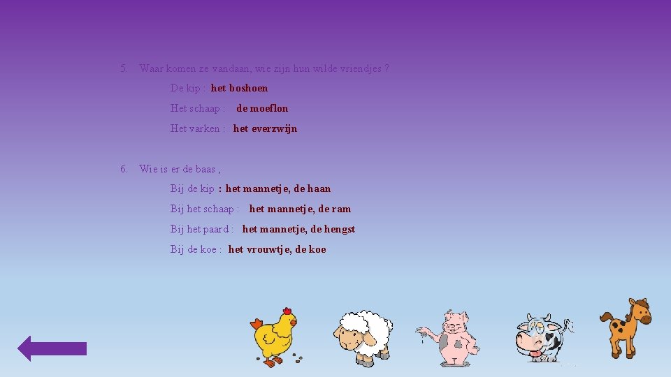 5. Waar komen ze vandaan, wie zijn hun wilde vriendjes ? De kip :