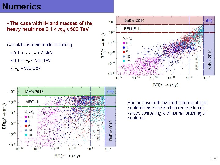 Numerics • The case with IH and masses of the heavy neutrinos 0. 1